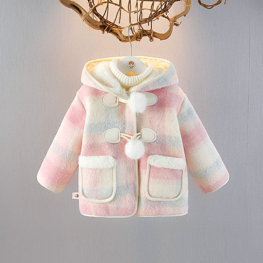 Children's Plaid Coat with Pockets