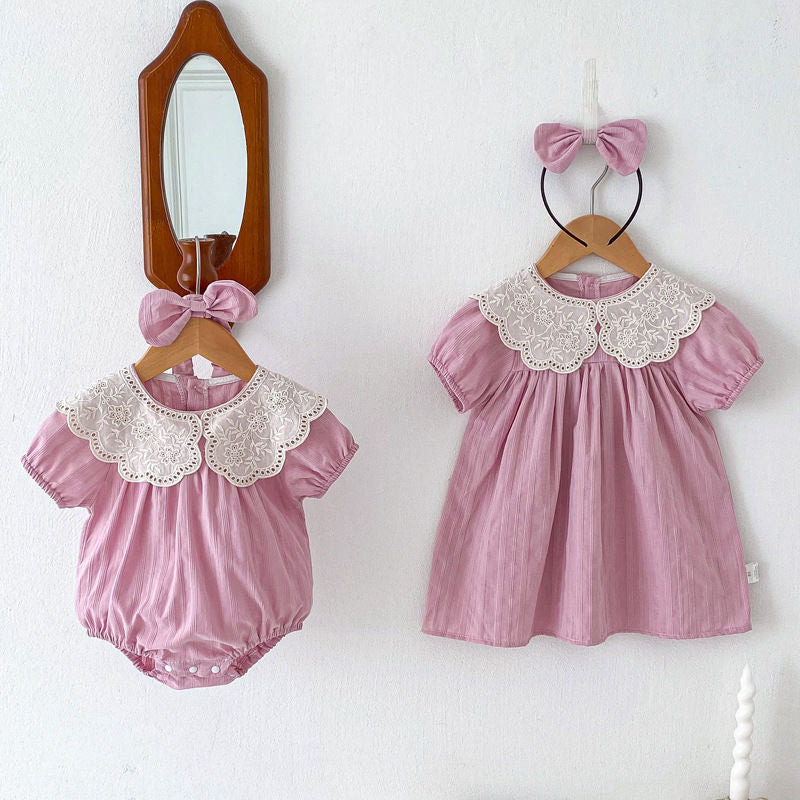 Body/ Pink Dress with Lace for Children