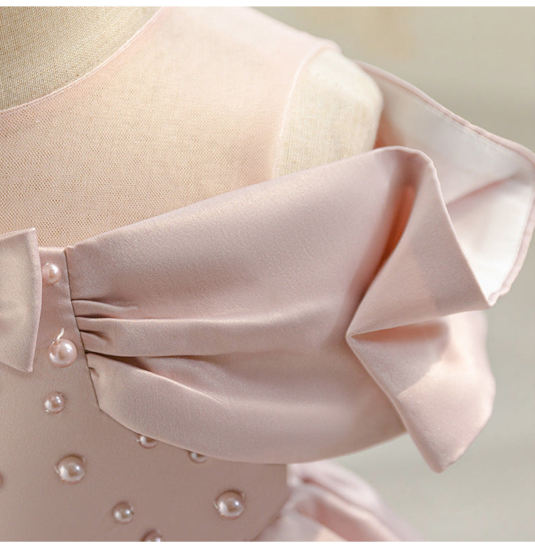 Delicate Pearl Bow Party Dress
