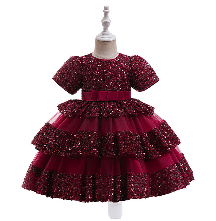 Shiny Layered Kids Party Dress
