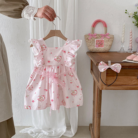 Children's Dress with Teddy Bears and Flowers