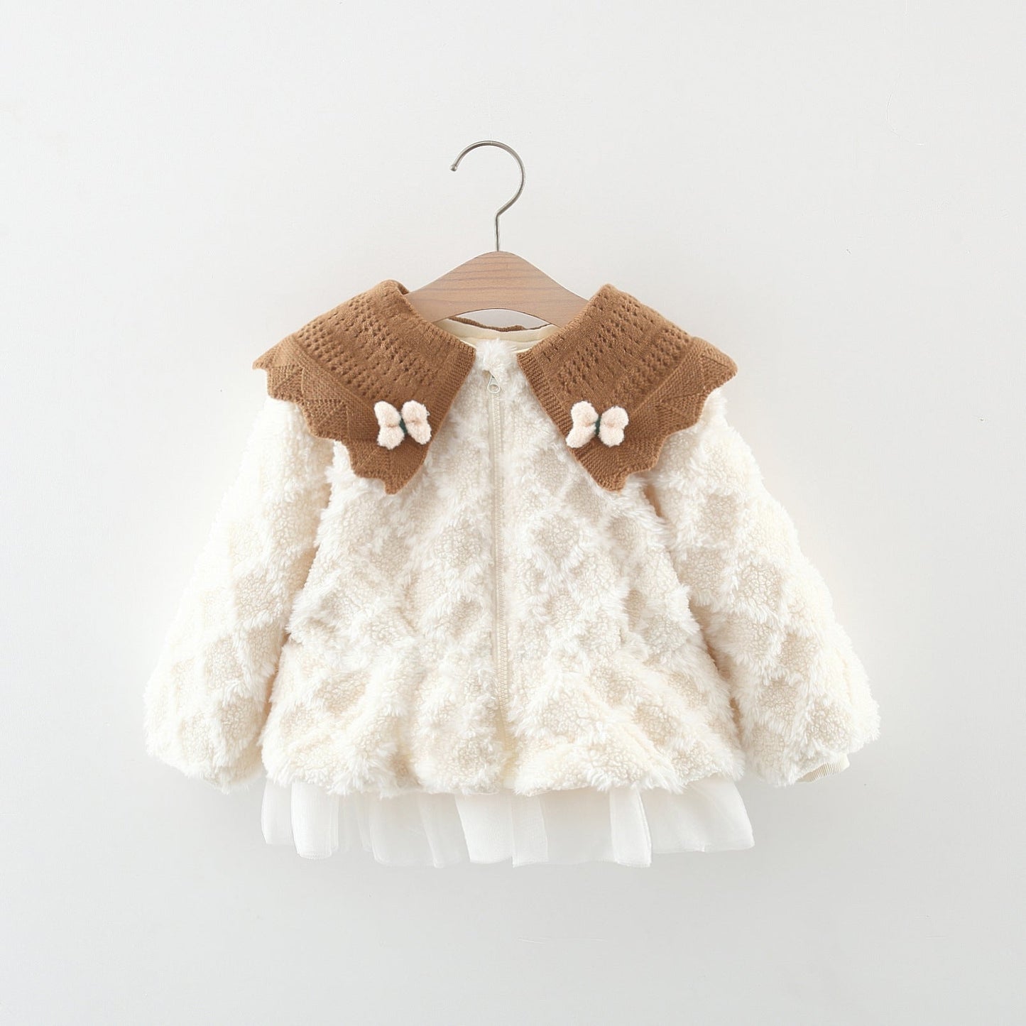 Girls' Coat with Bow Collar