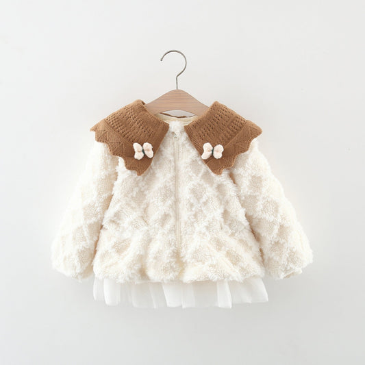 Girls' Coat with Bow Collar
