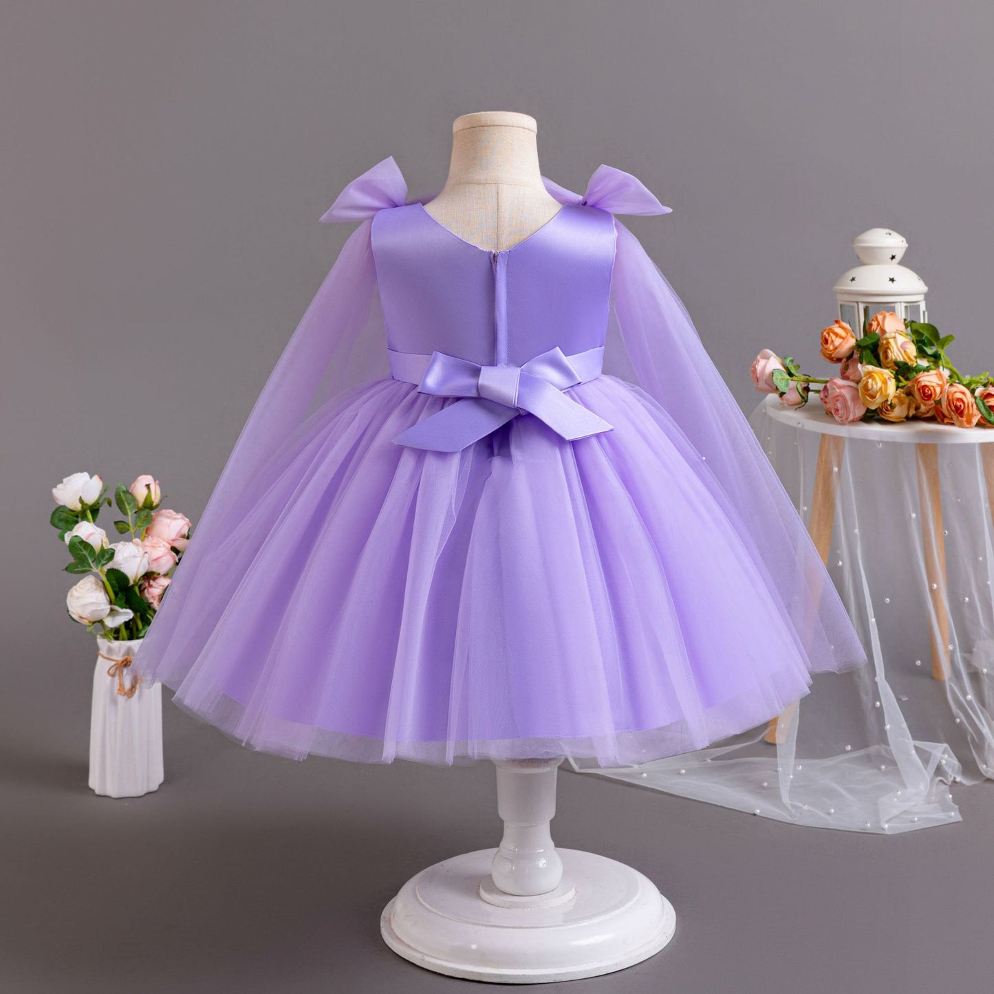 Pearls and Tulle Strap Party Dress