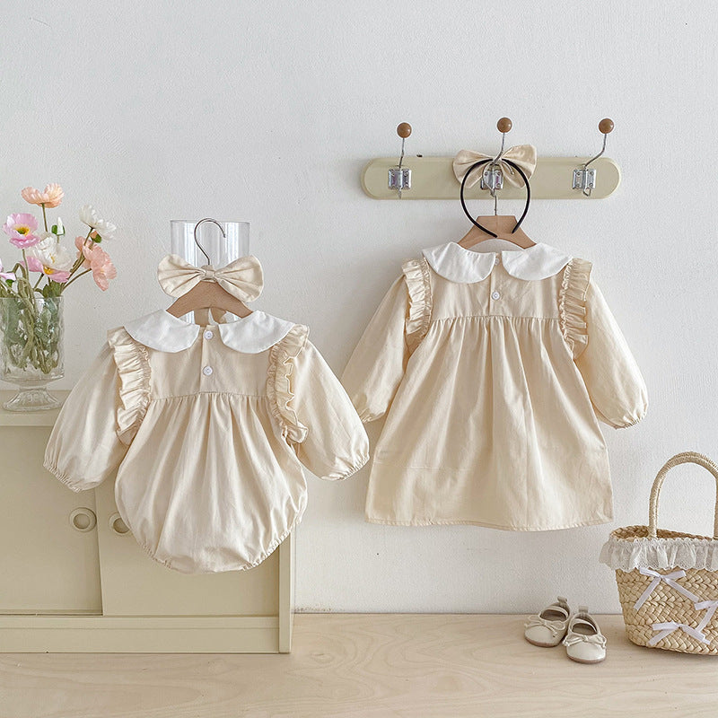 Body/ Beige Children's Dress with Little Flowers
