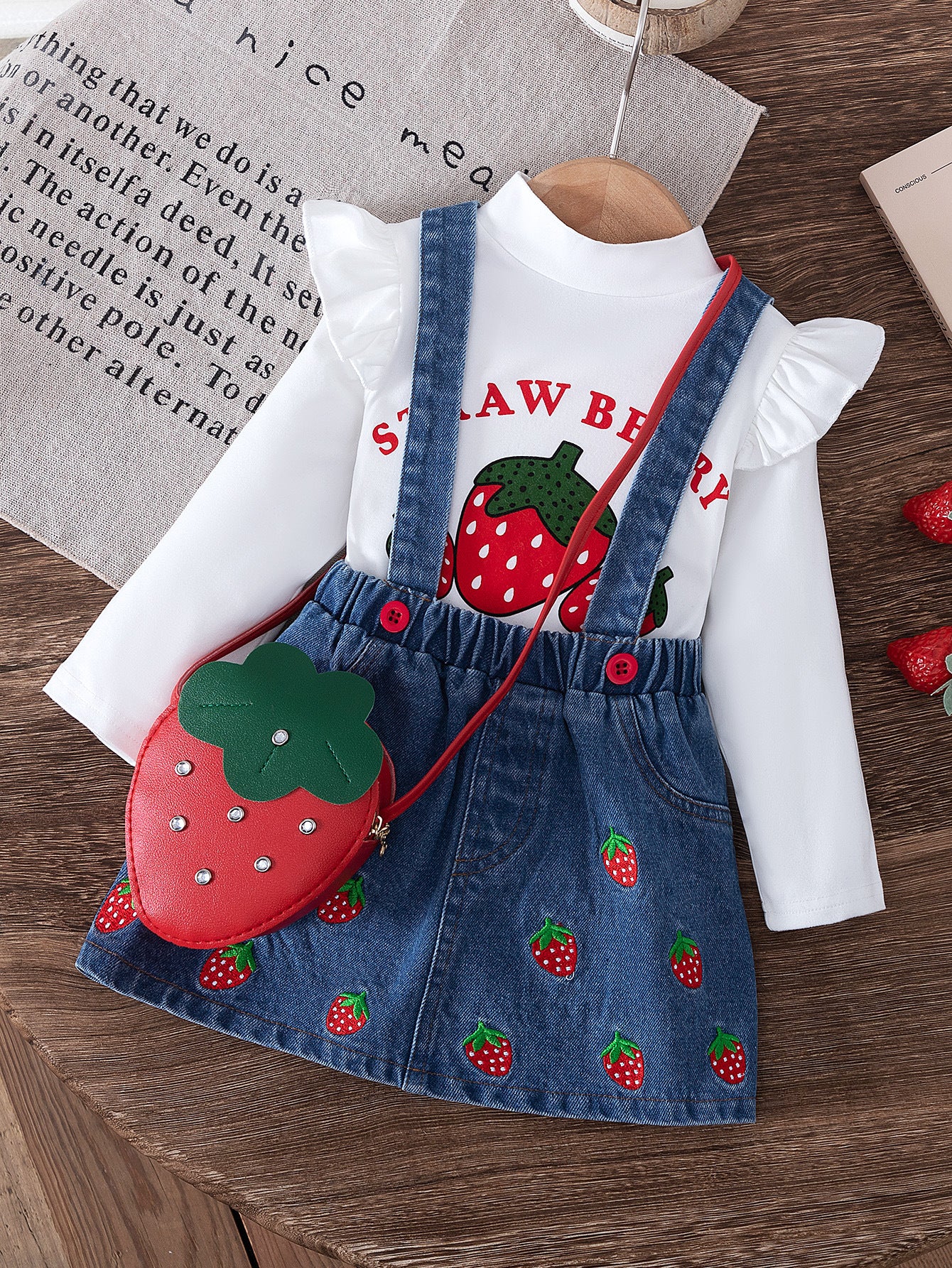 Children's Dungarees + Strawberry Blouse