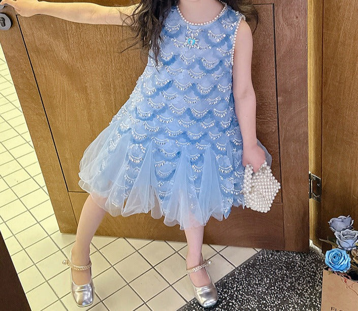 Vestido infantil de sirena brillante