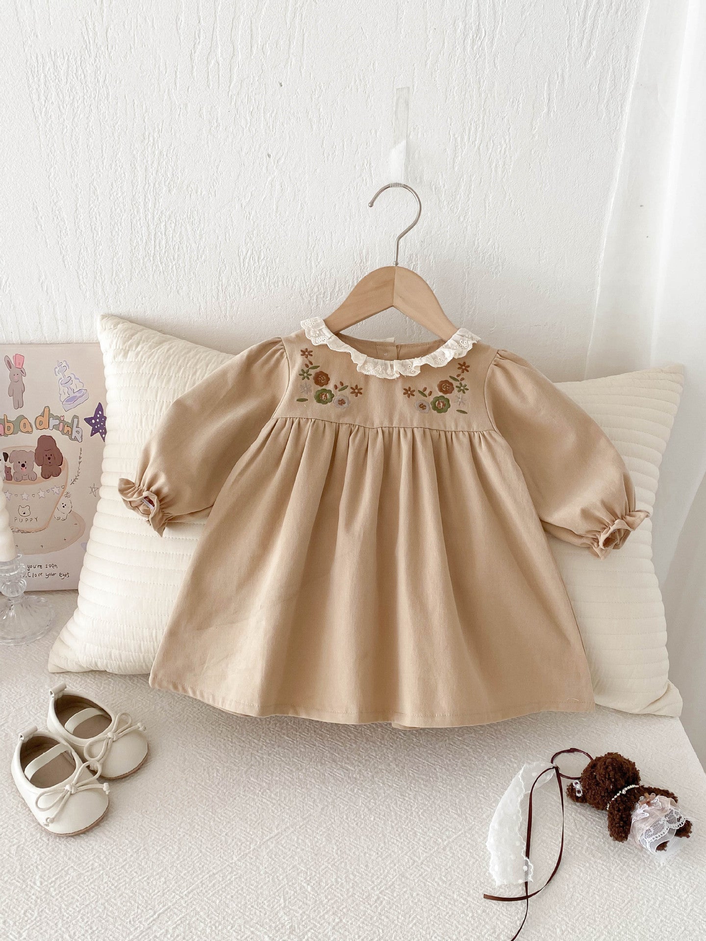 Embroidered Children's Dress with Little Flowers