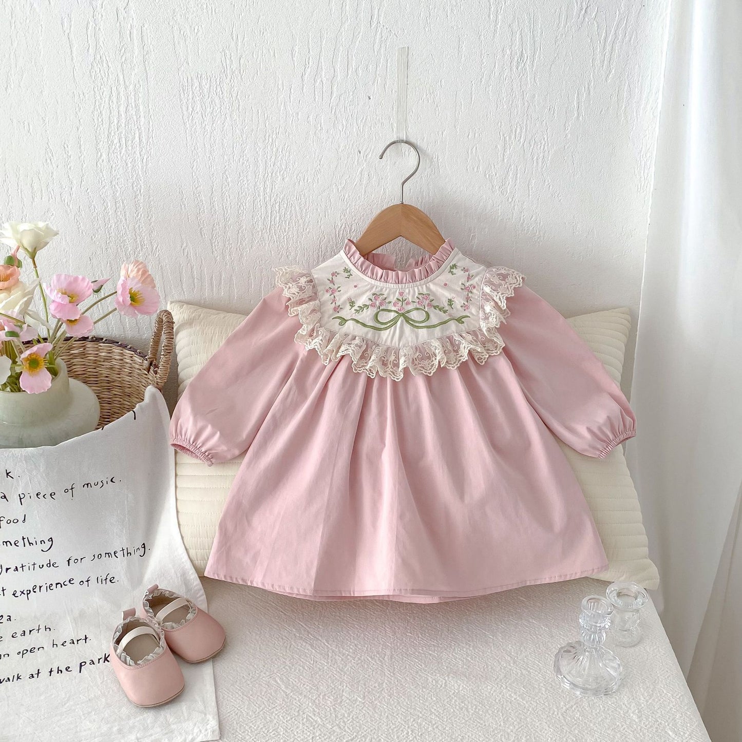 Children's Dress with Embroidery and Bow