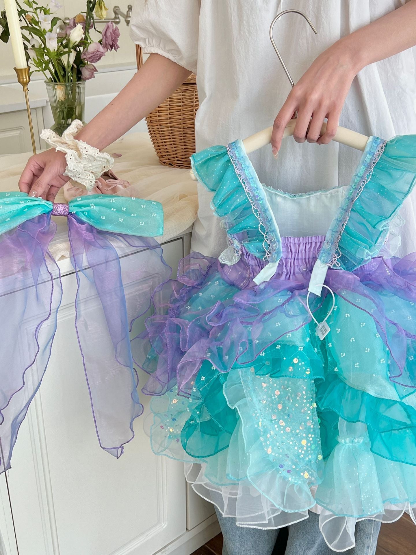 Vestido infantil con lazo de sirena