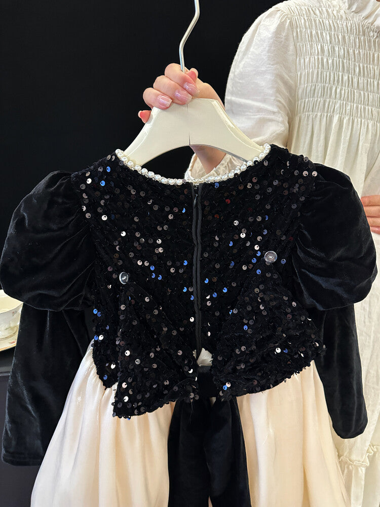 Children's Dress with Shiny Velvet
