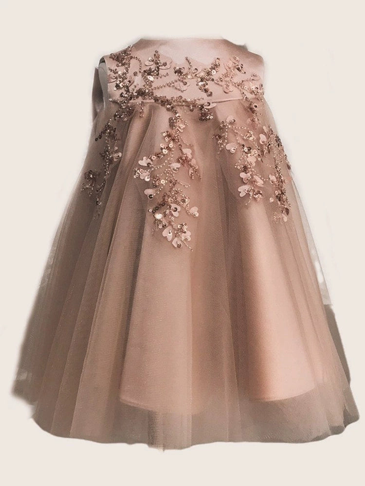 Floral Embroidered Children's Party Dress