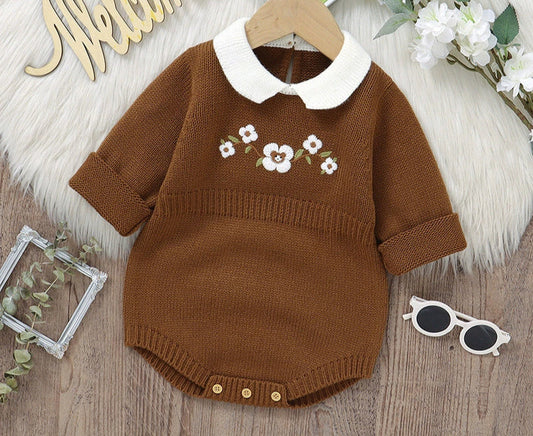 Girls' Knit Flower Bodysuit