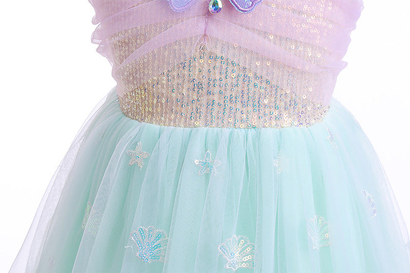 Children's Dress with Sparkling Sea Print