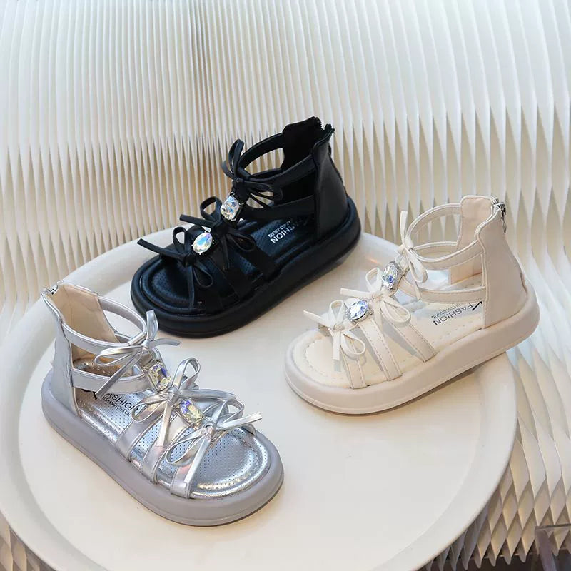 Girls’ Sandals with Bows and Gems