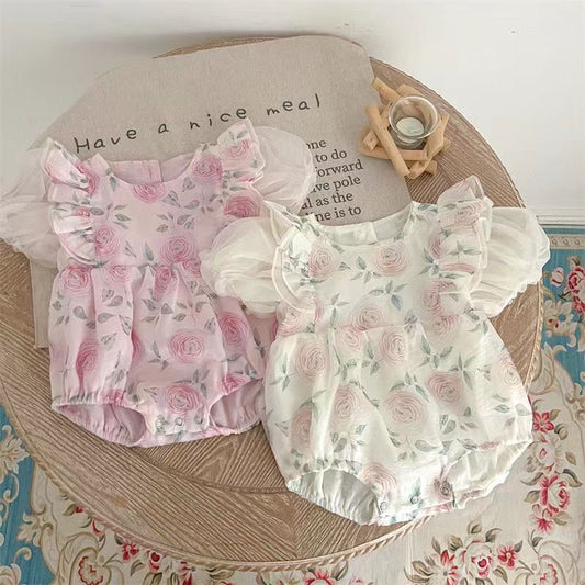 Body de tul floral para niña
