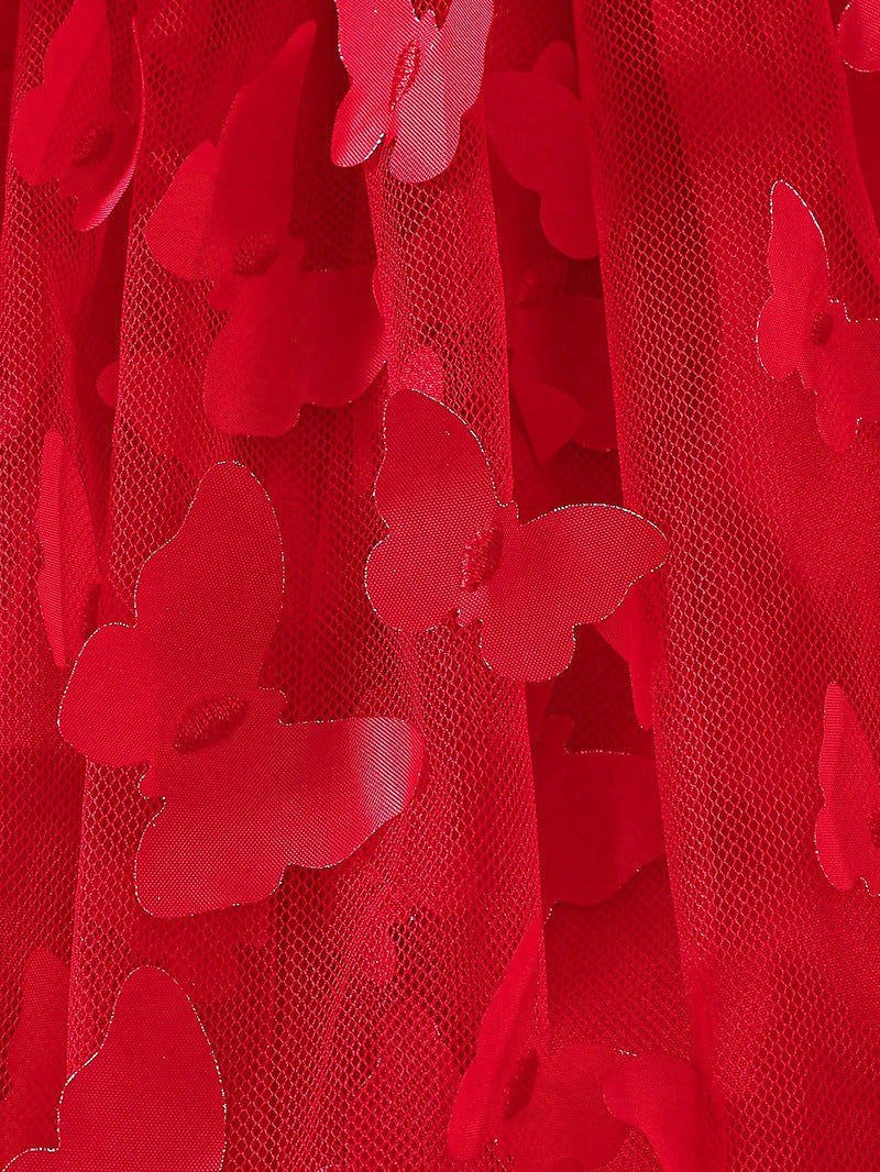 Vestido infantil rojo mariposas