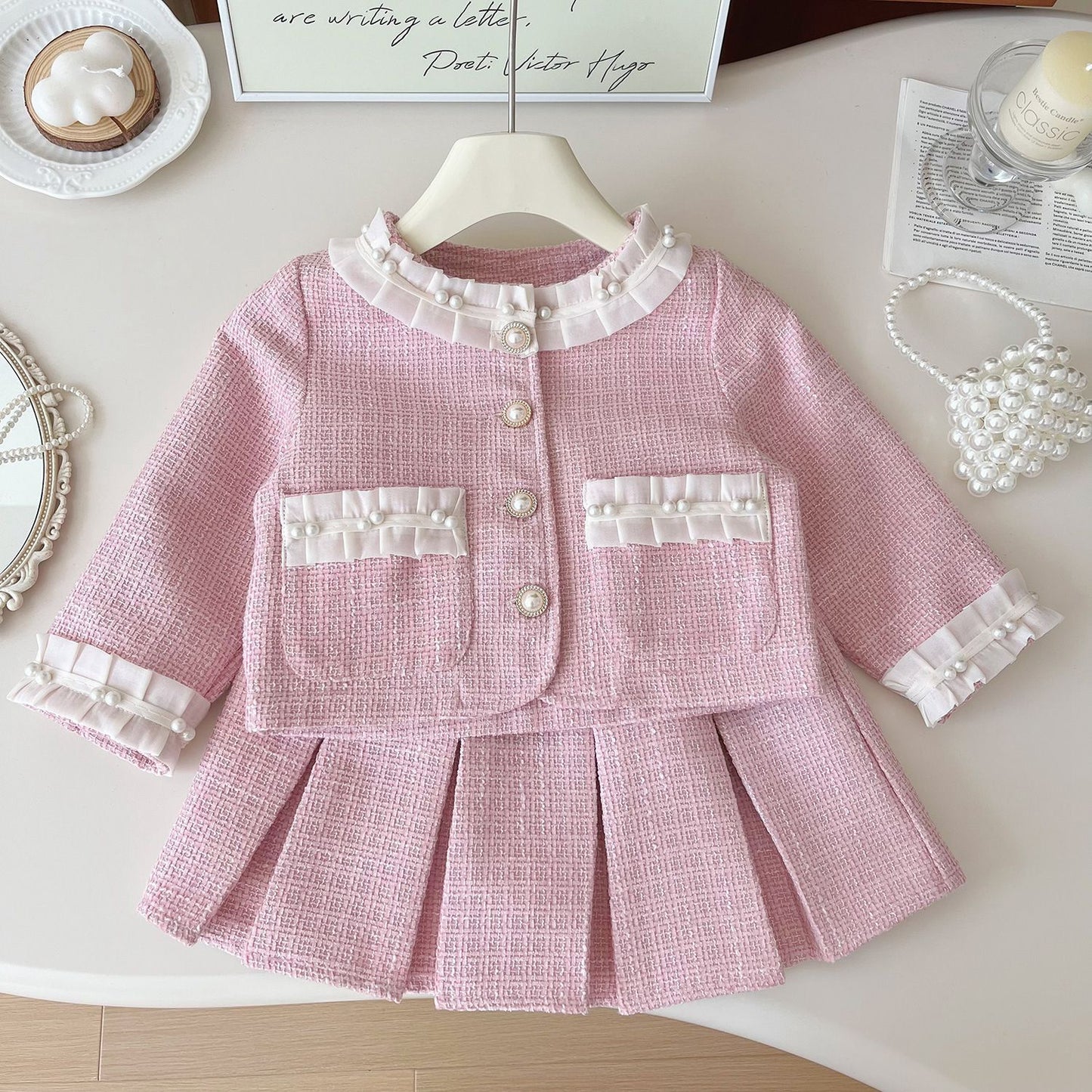 Conjunto infantil de perlas rosas