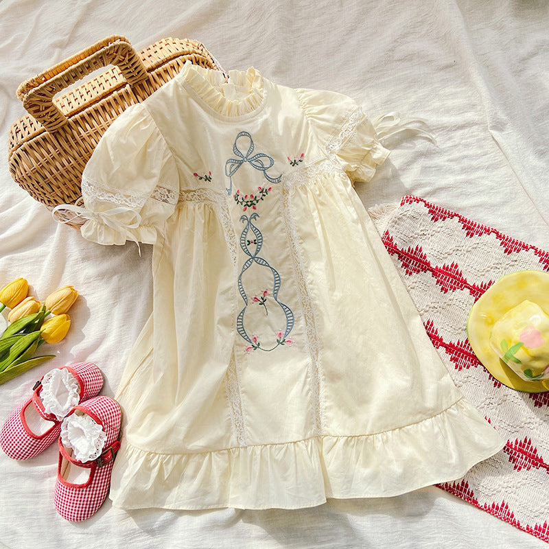 Children's Dress with Lace and Flowers