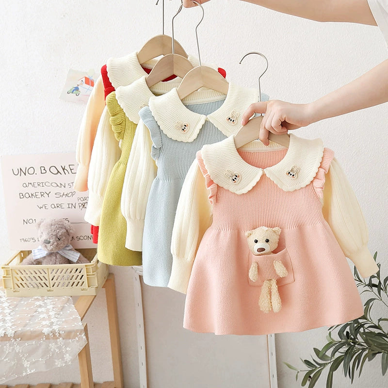 Teddy Bear Collar Knit Dress