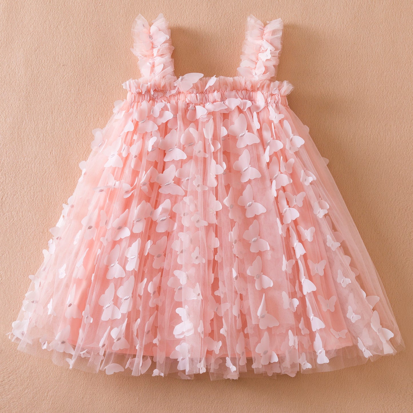 Vestido infantil de tul con mariposas