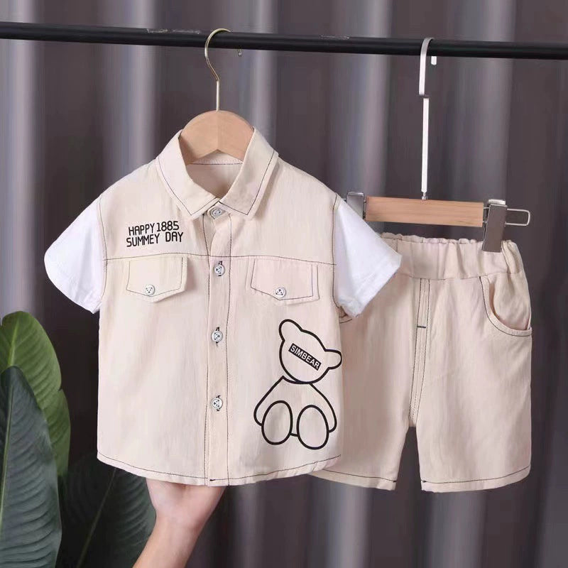 Boys' Set with Pockets and Bear Design