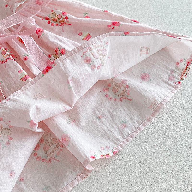 Children's Dress with Teddy Bears and Flowers