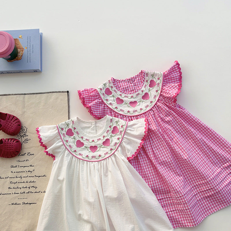 Children's Dress with Hearts Collar