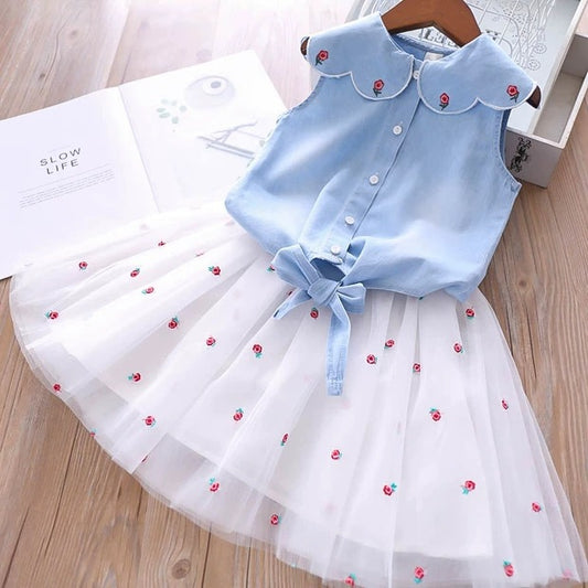 Conjunto infantil Jeans Flores
