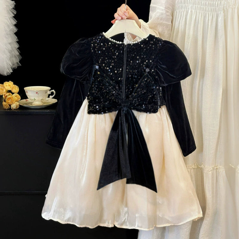 Children's Dress with Shiny Velvet