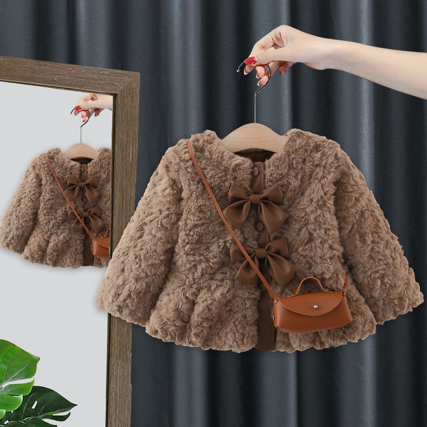 Children's Plush Coat with Bows