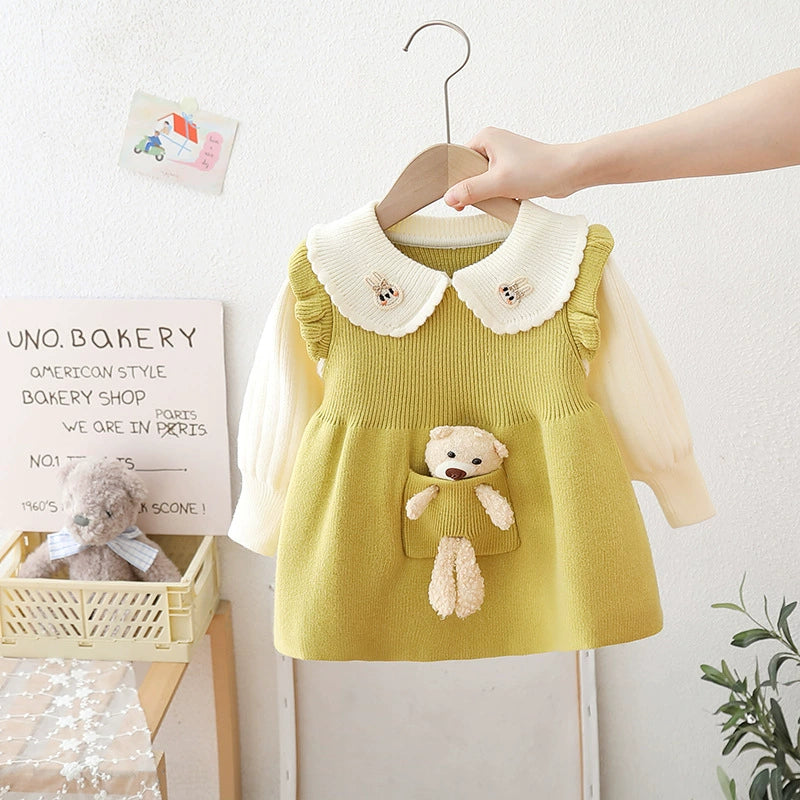 Teddy Bear Collar Knit Dress