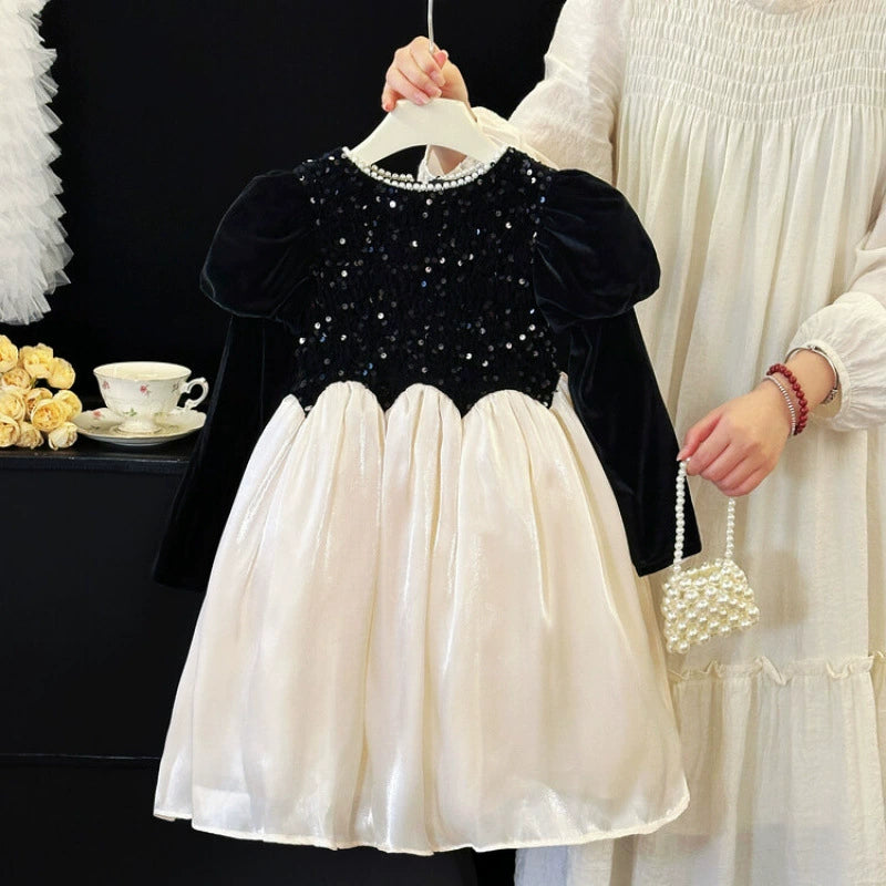 Children's Dress with Shiny Velvet