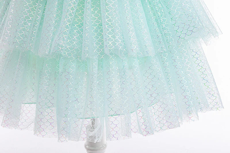 Vestido infantil de princesa sirena brillante