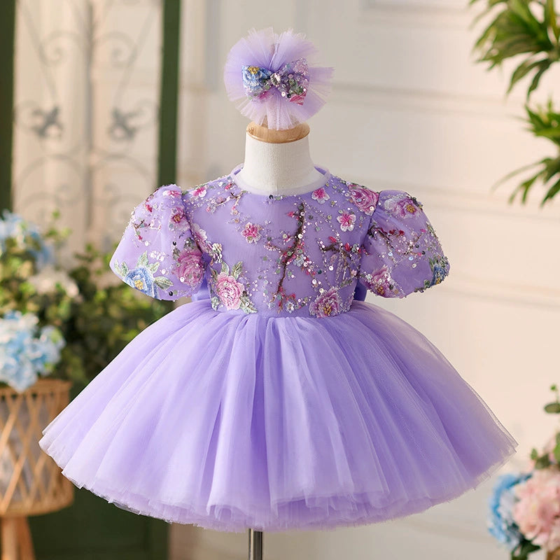 Elegant Sparkly Purple Party Dress for Girls
