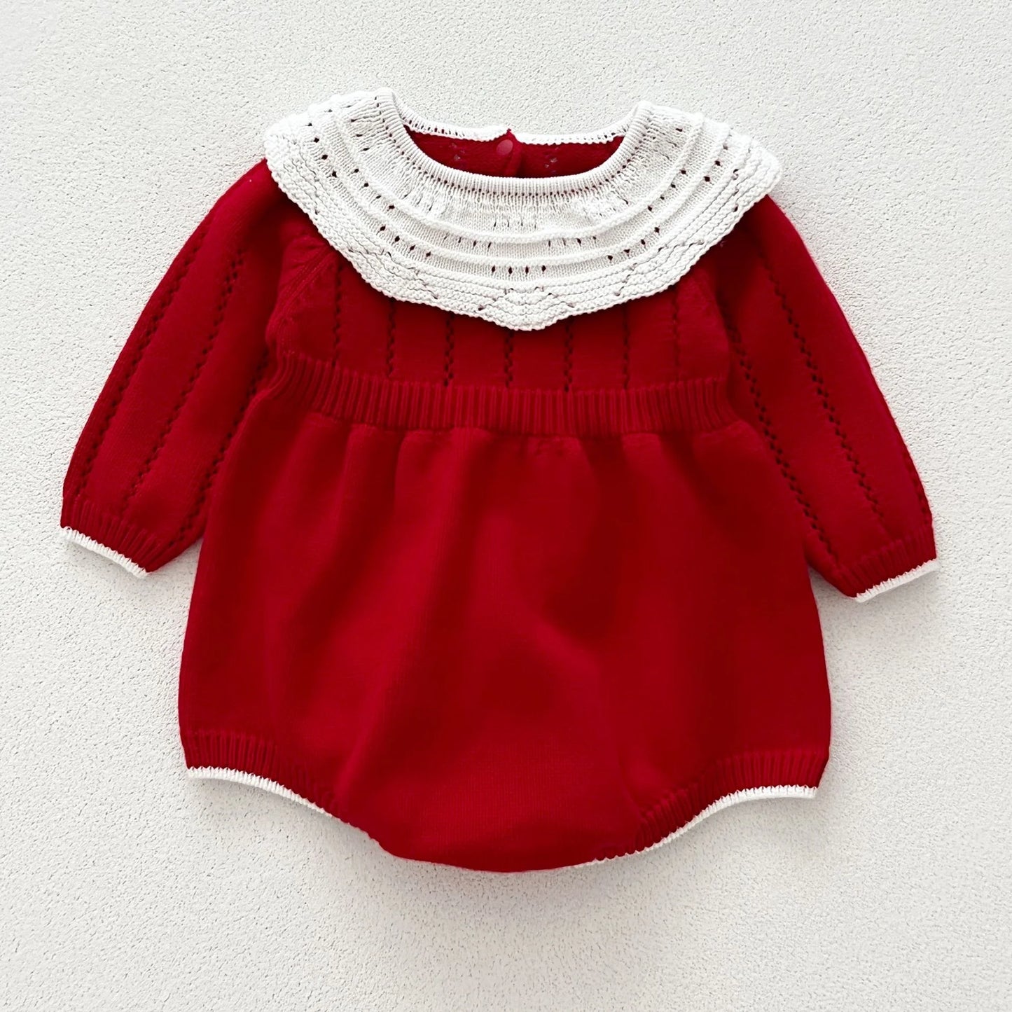 Red Knitted Baby Bodysuit