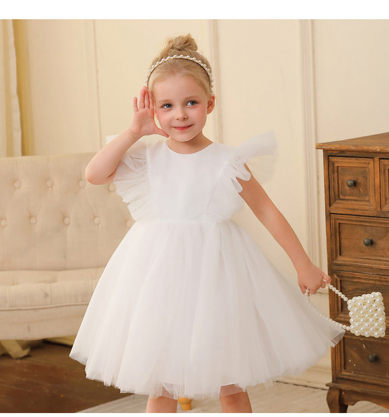 Vestido infantil de tul con mangas voladoras