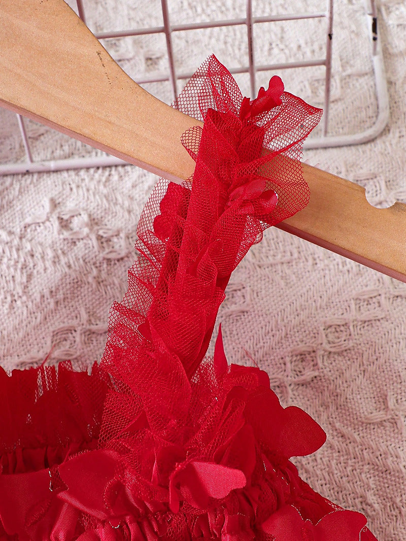 Vestido infantil rojo mariposas