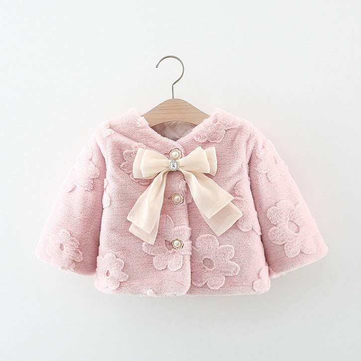 Girls’ Floral Coat with Bow