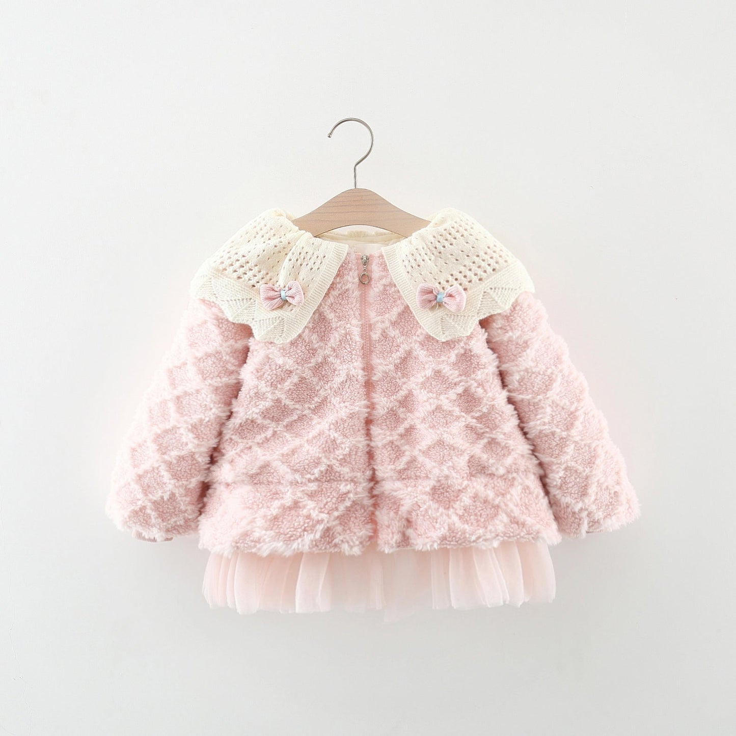 Girls' Coat with Bow Collar