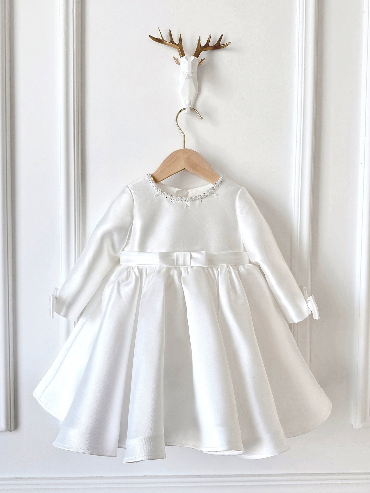 Children's Dress with Bow and Pearls