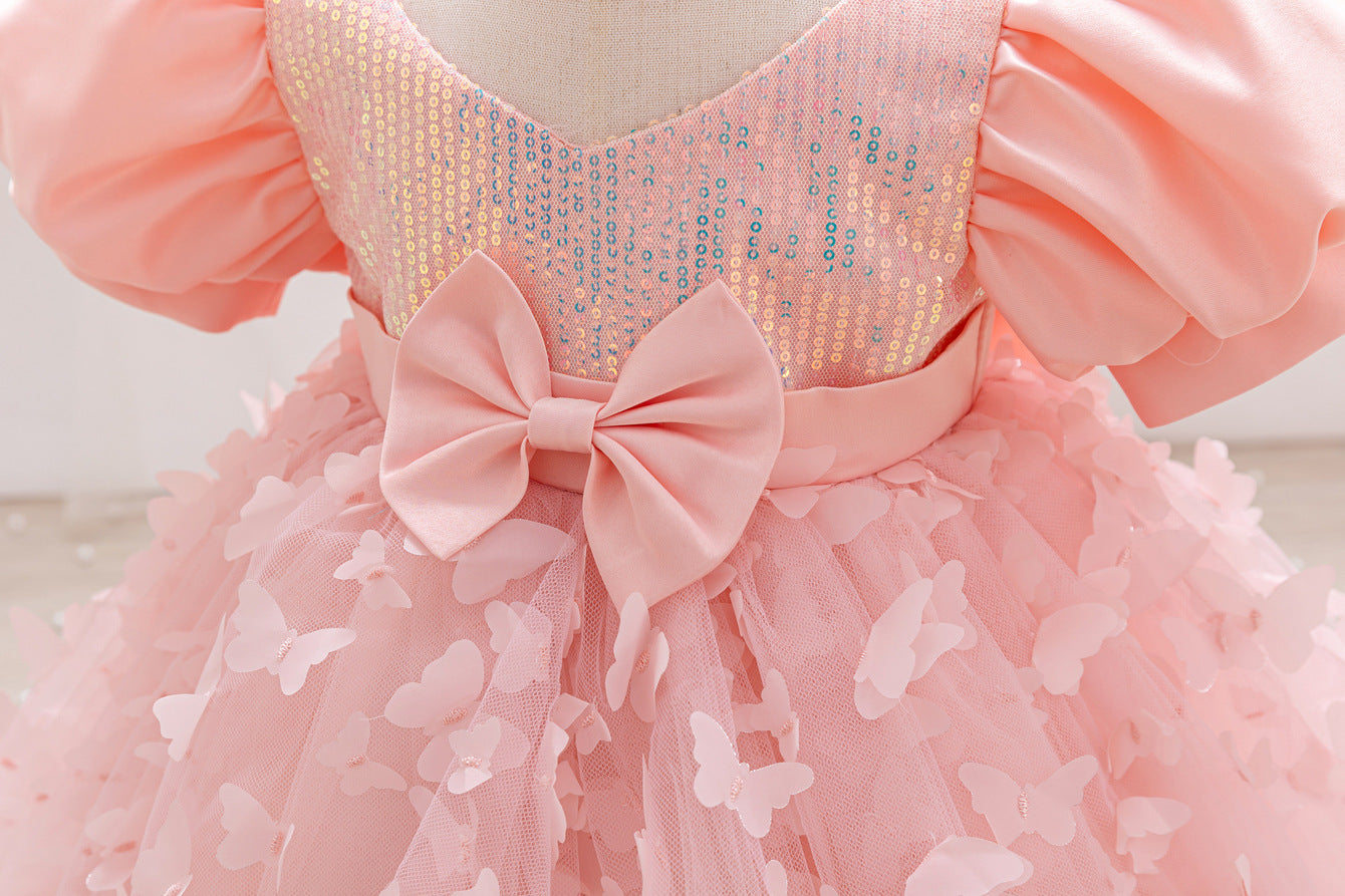 Children's Party Dress with Butterflies and Bows