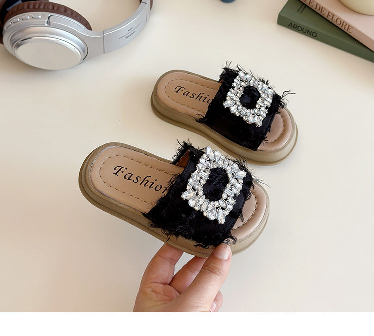 Chanclas con diamantes de imitación para niñas