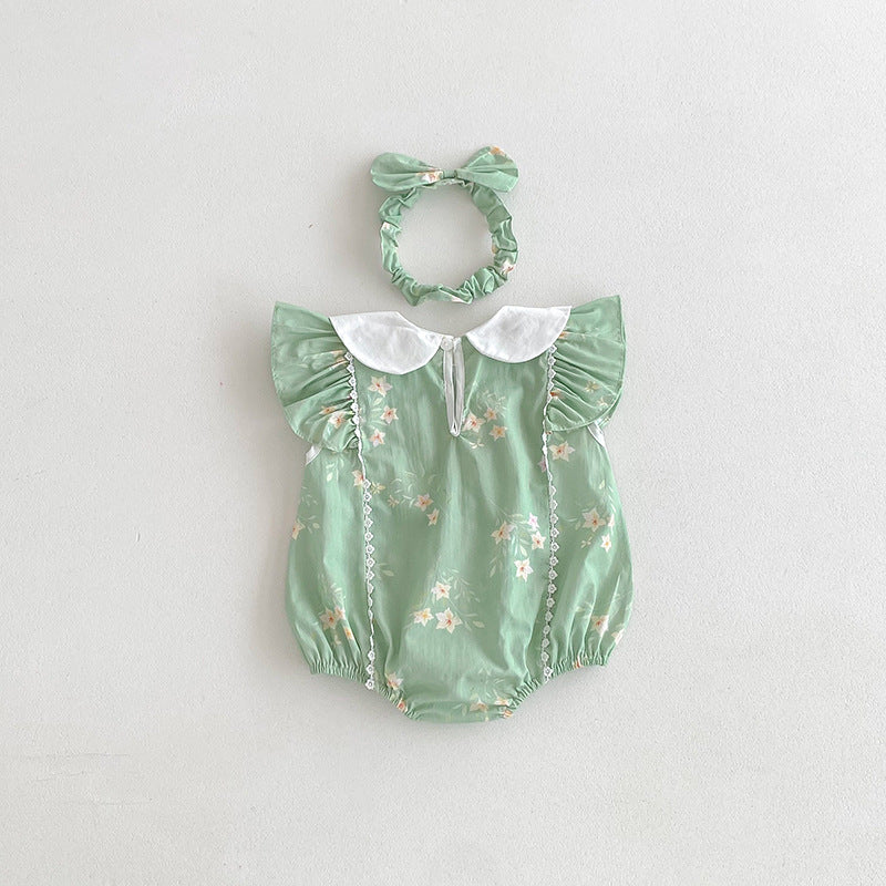 Children's Green Dress with Little Flowers