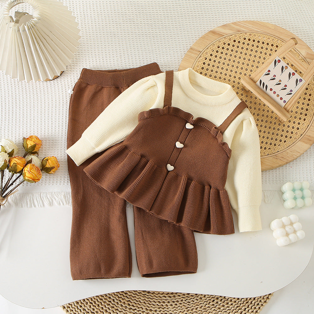 Girls' Knitting Set with Little Hearts