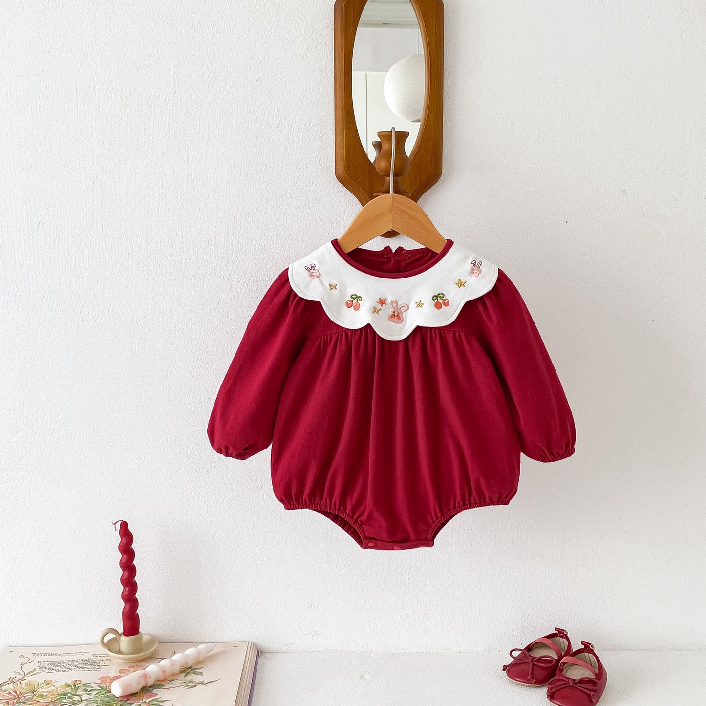 Body rojo para niña con cuello
