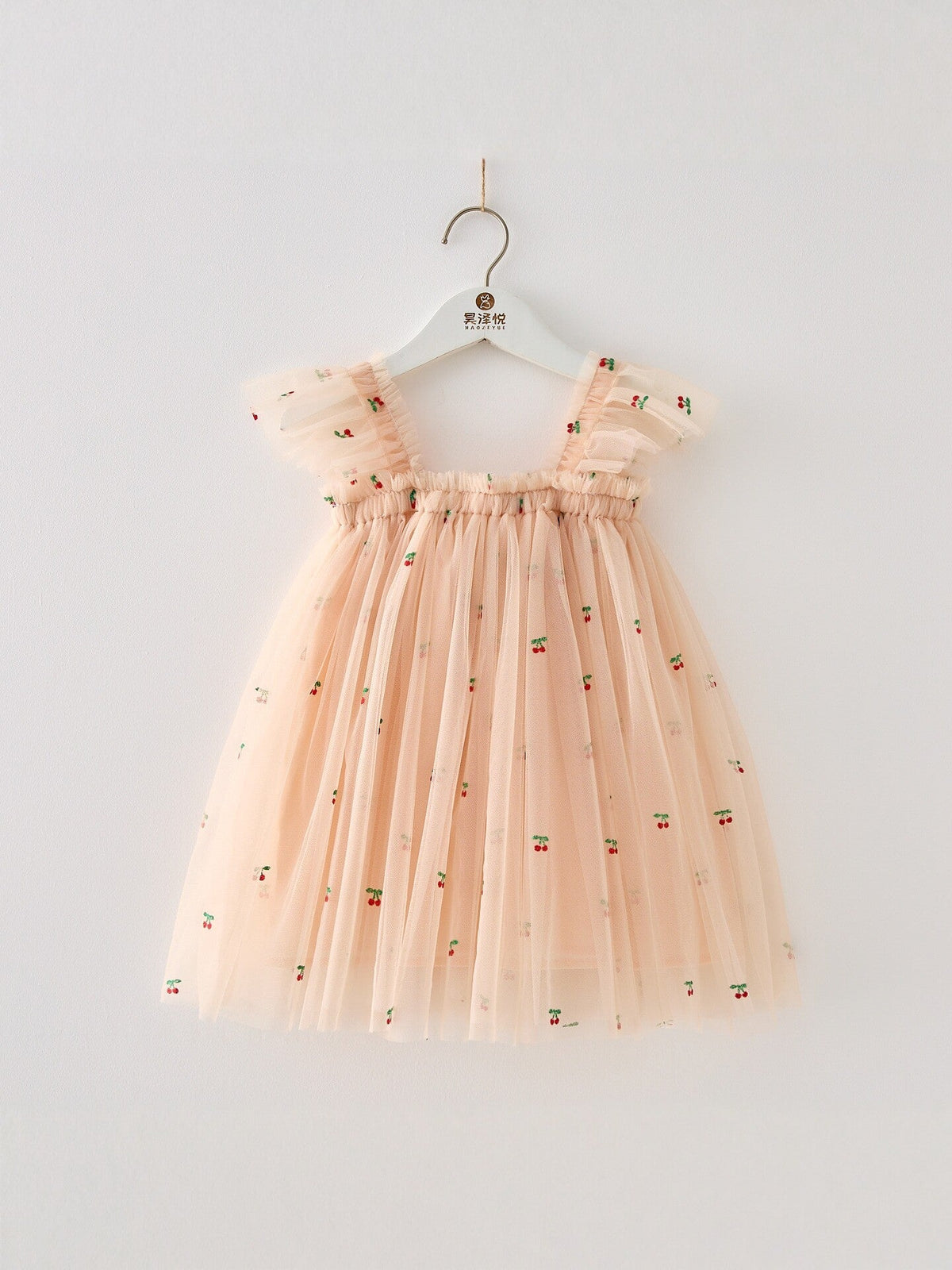 Girls' Tulle Dress with Little Cherries