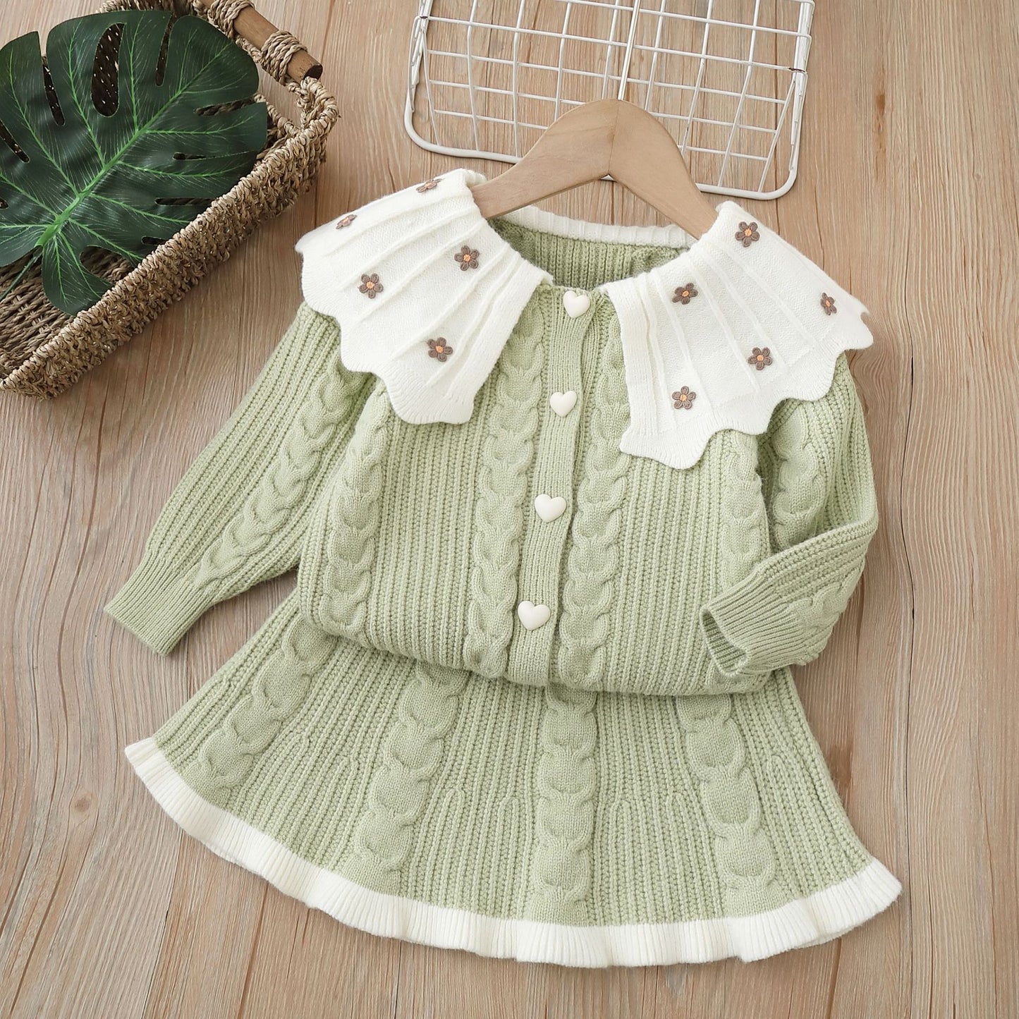 Girls' Flower Knit Set