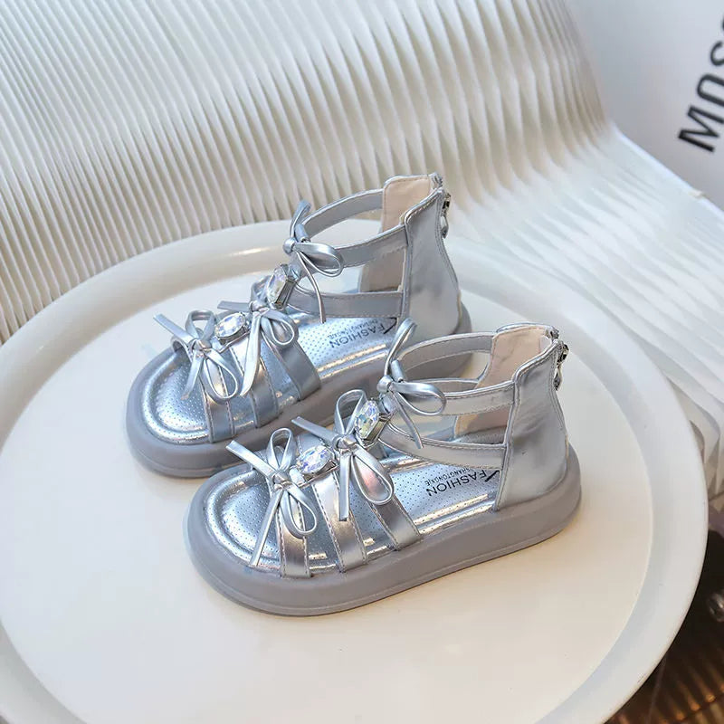 Girls’ Sandals with Bows and Gems