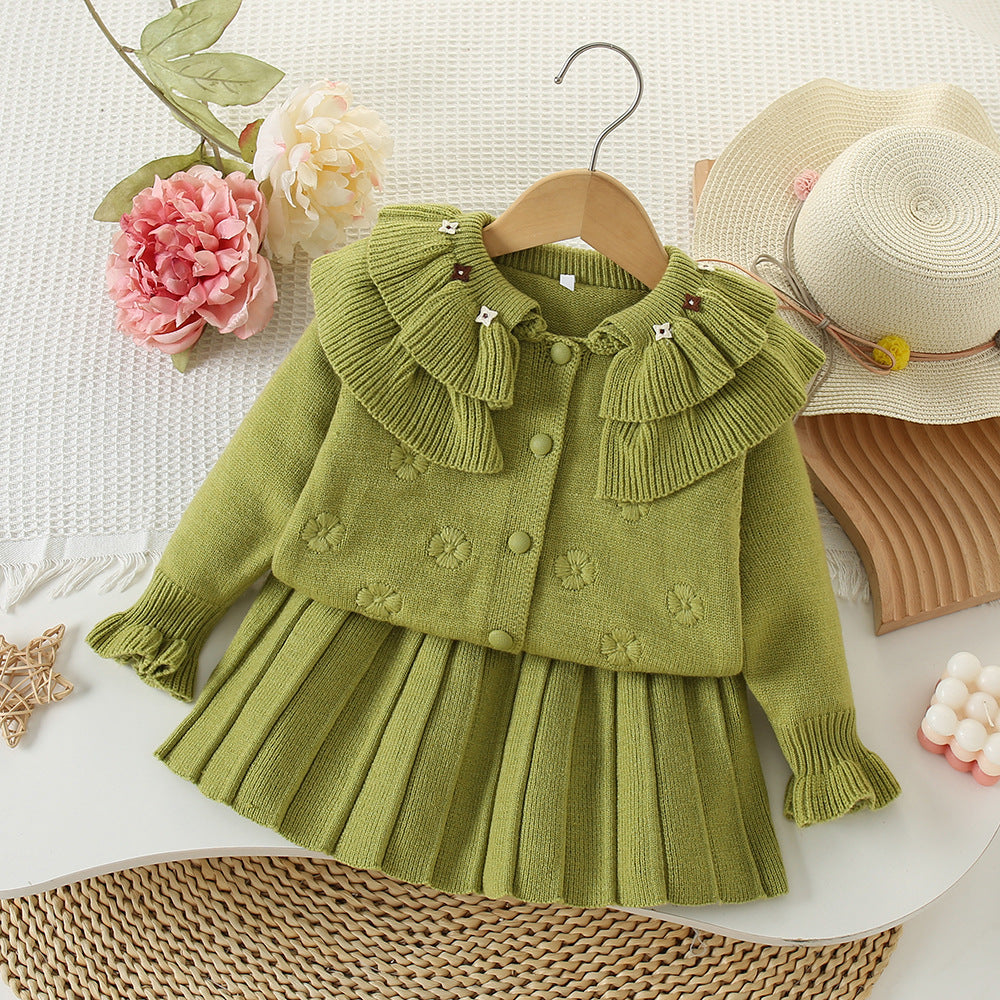 Girls' Flower Knit Set
